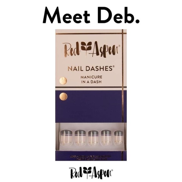 Red Aspen Deb Onair Short Square Nail Dashes Fake Press On Nails Manicure NIB - Picture 6 of 6